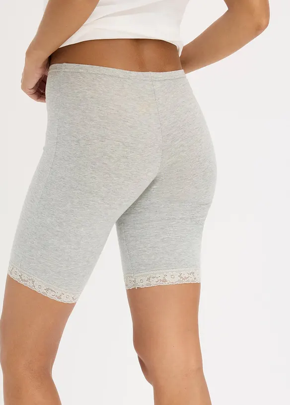 Lange Damen-Boxer aus weichen Material im Vorteilspack in grau von hinten - bonprix