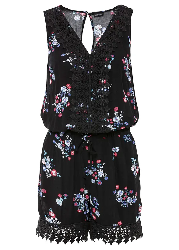 Jumpsuit aus Viskose in schwarz von vorne - bonprix