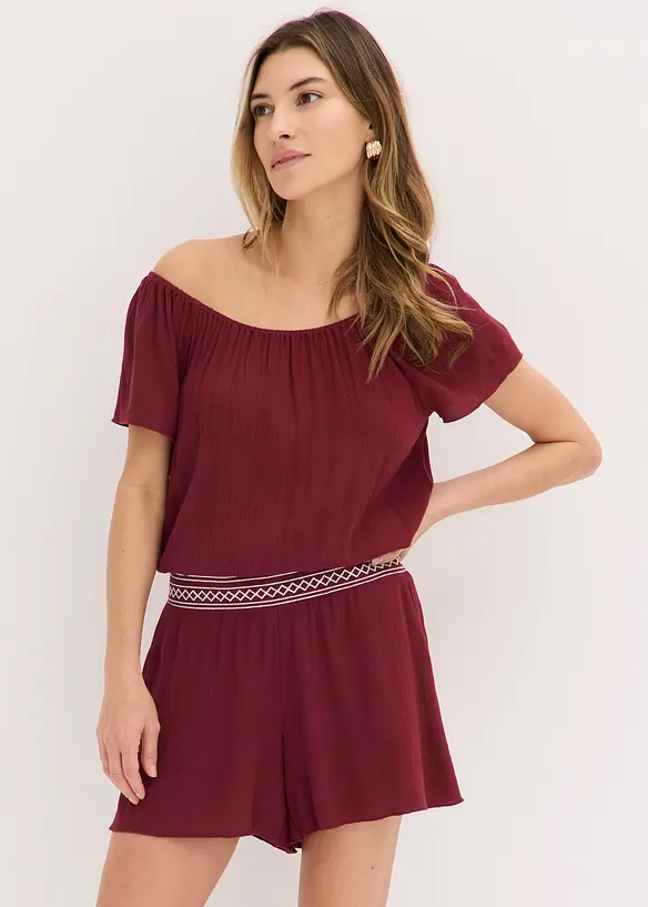 Jumpsuit in rot von vorne (Totalaufnahme) - bonprix