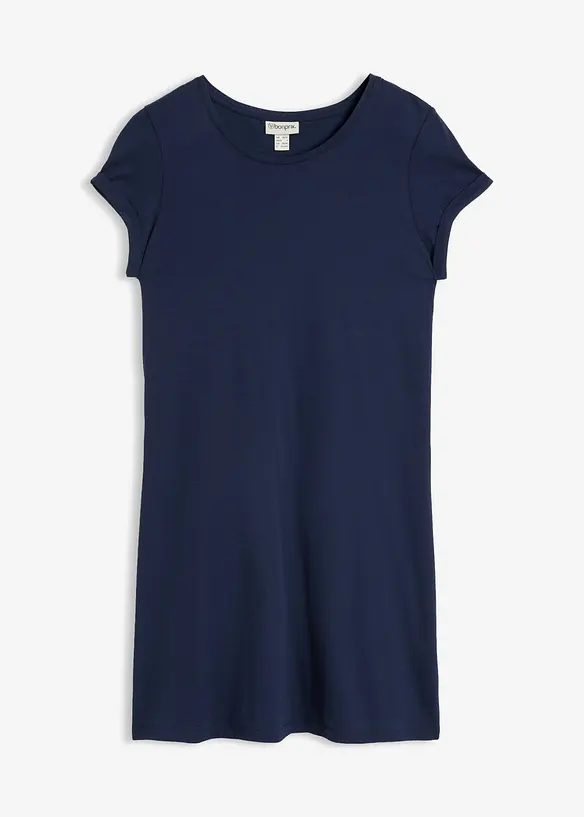Shirtkleid aus reiner Bio-Baumwolle in blau von vorne - bonprix