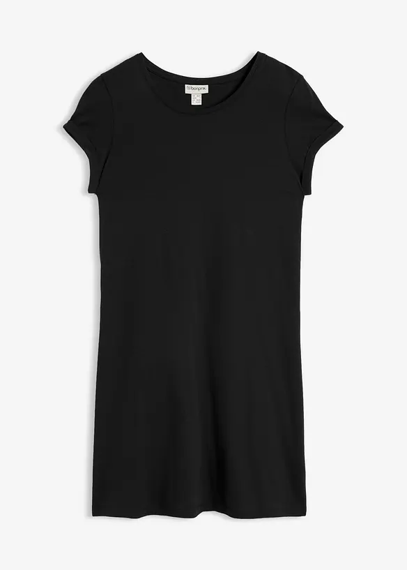 Shirtkleid aus reiner Bio-Baumwolle in schwarz von vorne - bonprix