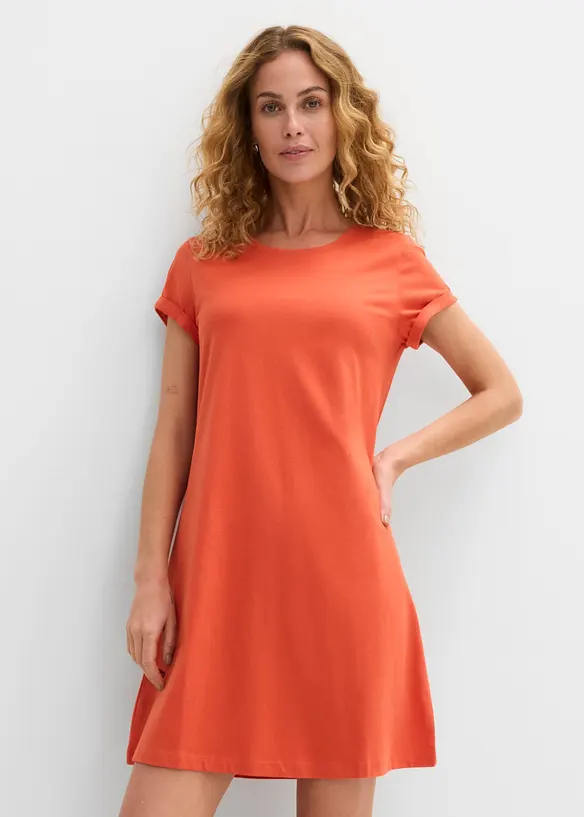 Shirtkleid aus reiner Bio-Baumwolle in rot von vorne (Totalaufnahme) - bonprix