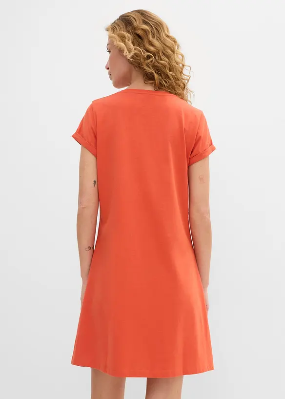 Shirtkleid aus reiner Bio-Baumwolle in rot von hinten (Totalaufnahme) - bonprix