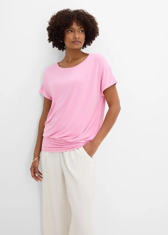 Shirt aus softem Viskose-Mix in rosa von vorne (im Anschnitt) - bonprix