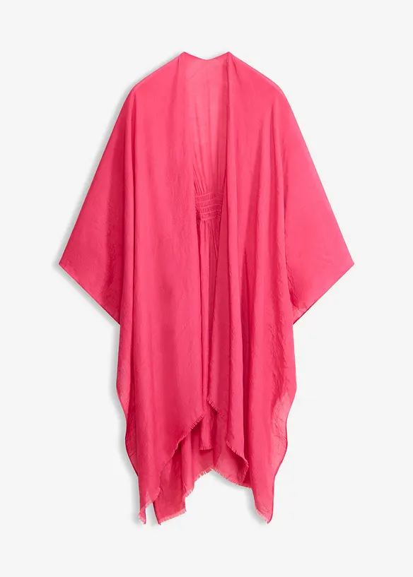 Poncho im Smokdetail in pink von vorne - bonprix