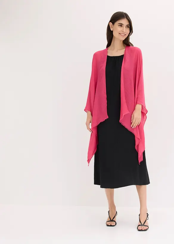 Poncho im Smokdetail in pink von vorne (im Anschnitt) - bonprix