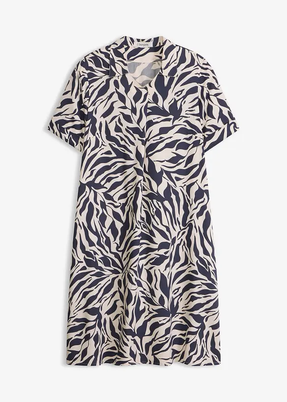 Kleid mit eingelegter Falte aus fließender Viskose in blau von vorne - bonprix Kleid mit eingelegter Falte aus fließender Viskose in blau von vorne - bonprix