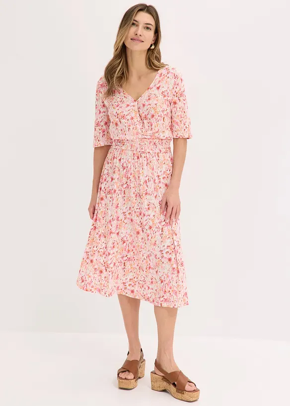Jerseykleid aus fließender Viskose in weiß von vorne (Totalaufnahme) - bonprix Jerseykleid aus fließender Viskose in weiß von vorne (Totalaufnahme) - bonprix