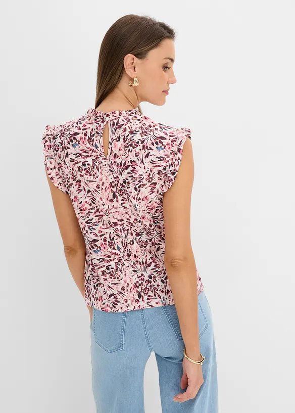 Shirt aus strukturiertem Crêpe in weiß von hinten (im Anschnitt) - bonprix