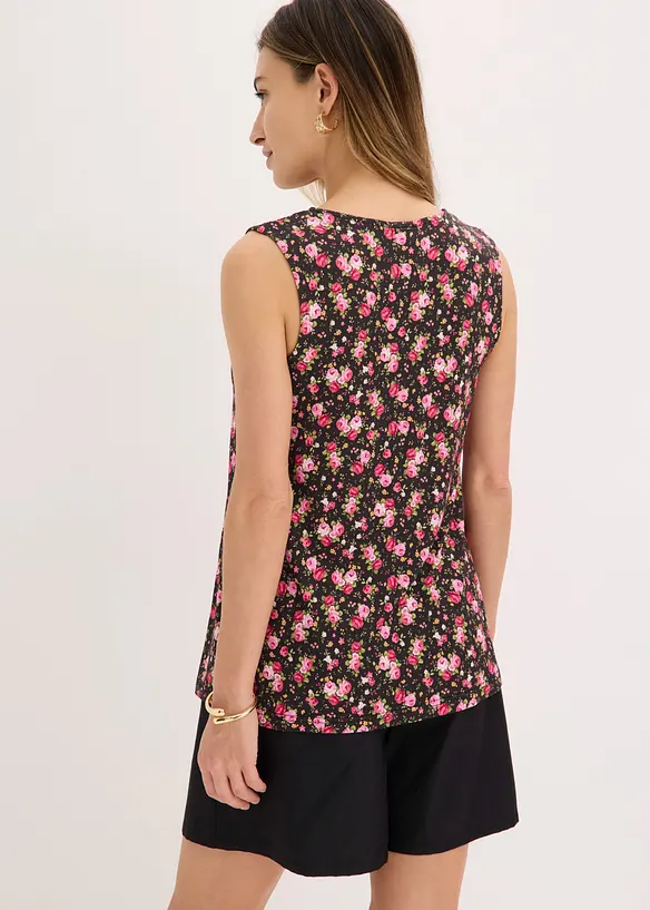 Jersey-Top aus Viskose-Mix in schwarz von hinten (im Anschnitt) - bonprix