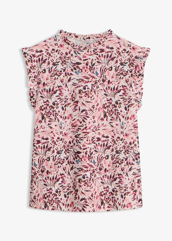 Shirt aus strukturiertem Crêpe in weiß von vorne - bonprix