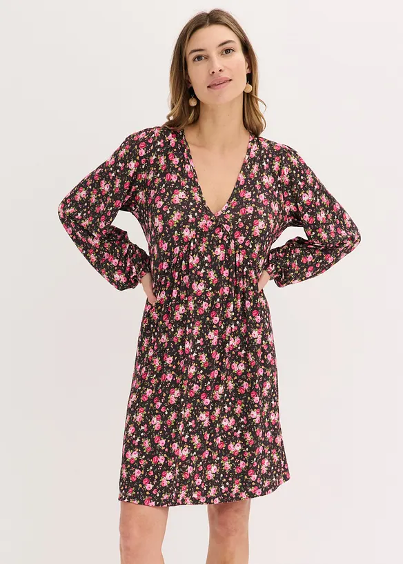 Tunika-Kleid aus Viskose-Mix in schwarz von vorne (Totalaufnahme) - bonprix Tunika-Kleid aus Viskose-Mix in schwarz von vorne (Totalaufnahme) - bonprix