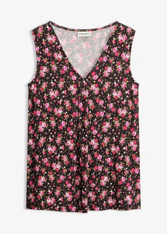 Jersey-Top aus Viskose-Mix in schwarz von vorne - bonprix