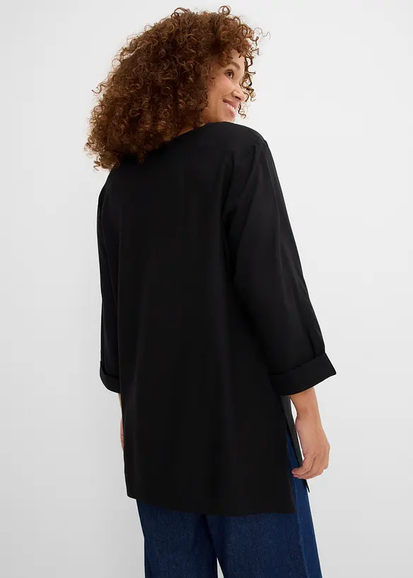 Blusenshirt aus reiner Viskose in schwarz von hinten (im Anschnitt) - bonprix