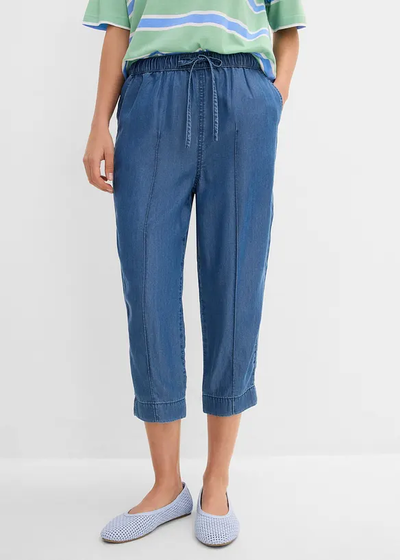 7/8-Karottenhose aus Lyocell in blau von vorne - bonprix 7/8-Karottenhose aus Lyocell in blau von vorne - bonprix