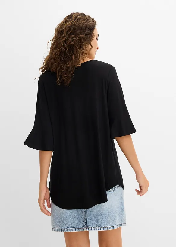 Shirt aus softer Viskose in schwarz von hinten (im Anschnitt) - bonprix