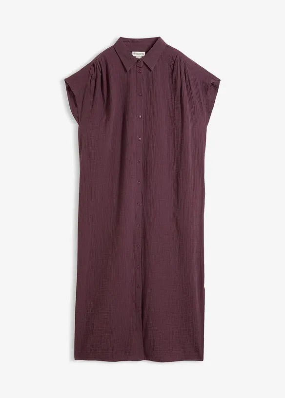Musselin-Kaftan-Kleid aus reiner Baumwolle in lila von vorne - bonprix