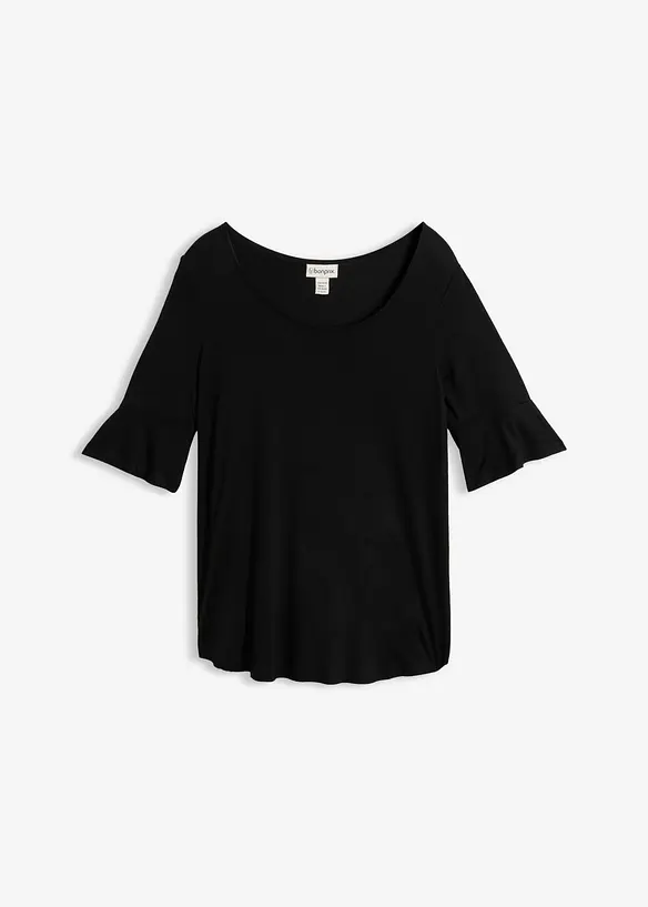 Shirt aus softer Viskose in schwarz von vorne - bonprix