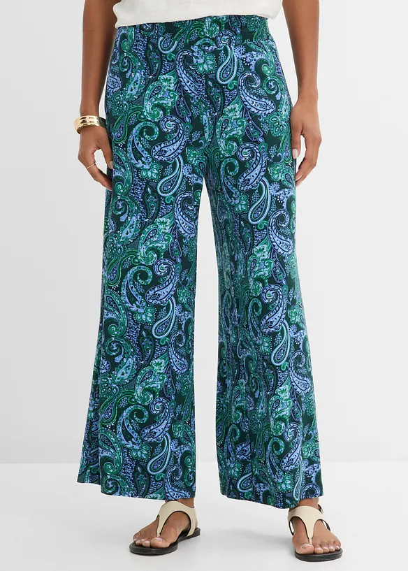 Jersey-Hose aus fließender Viskose in grün von vorne - bonprix Jersey-Hose aus fließender Viskose in grün von vorne - bonprix