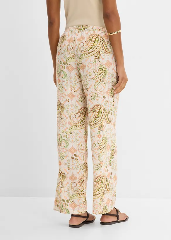 Schlupfhose aus fließender Viskose in beige von hinten - bonprix