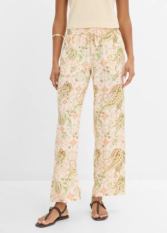 Schlupfhose aus fließender Viskose in beige von vorne - bonprix