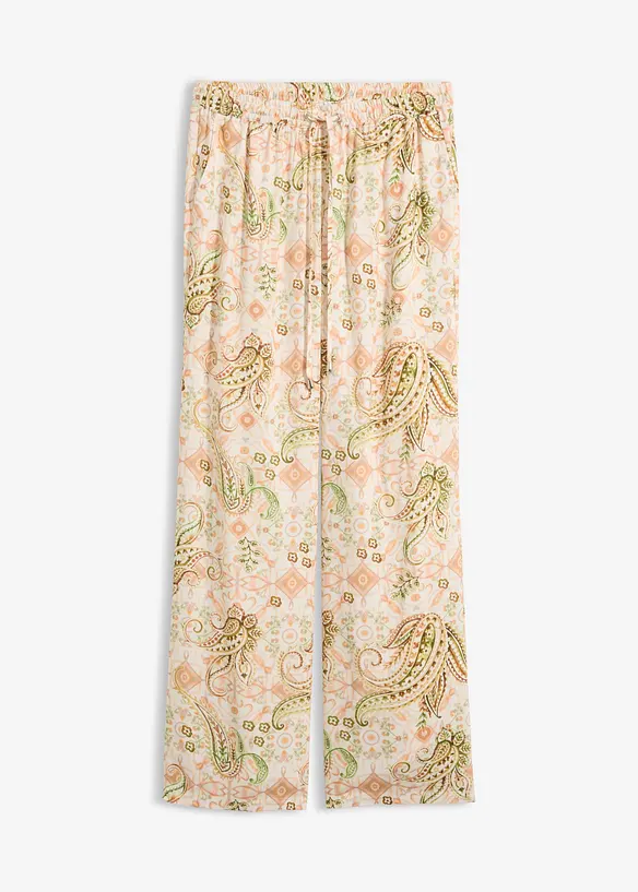Schlupfhose aus fließender Viskose in beige von vorne - bonprix