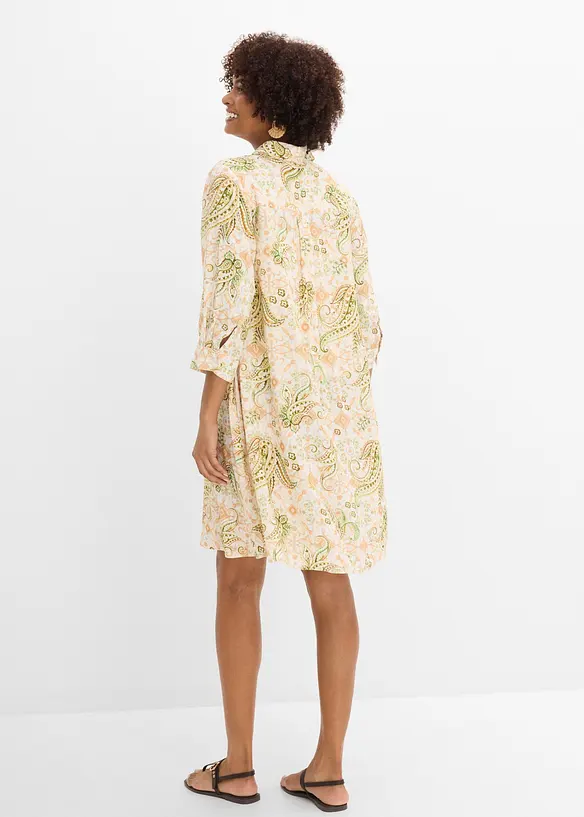 Hemdblusenkleid aus fließender Viskose in beige von hinten (Totalaufnahme) - bonprix Hemdblusenkleid aus fließender Viskose in beige von hinten (Totalaufnahme) - bonprix