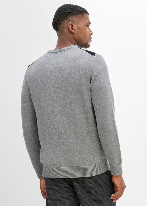 Pullover aus reiner Baumwolle in grau von hinten (im Anschnitt) - bonprix