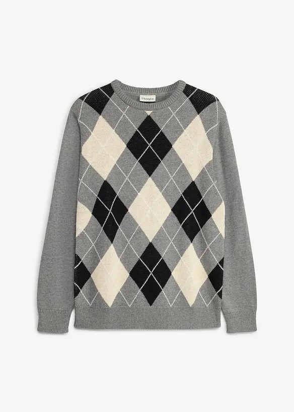 Pullover aus reiner Baumwolle in grau von vorne - bonprix