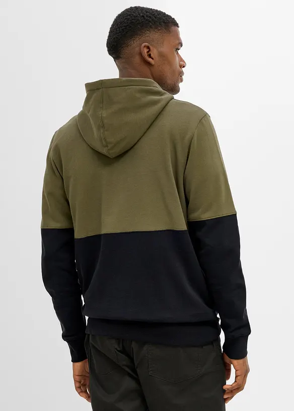 Kapuzen-Sweatjacke aus reiner Bio-Baumwolle in schwarz von hinten (im Anschnitt) - bonprix