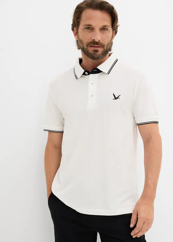 Poloshirt aus robustem Piqué (2er Pack) in schwarz von vorne (im Anschnitt) - bonprix