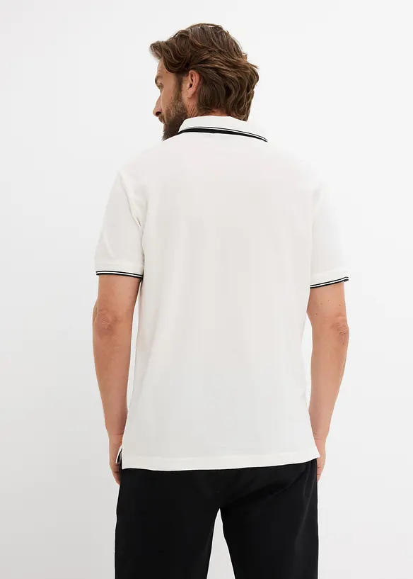 Poloshirt aus robustem Piqué (2er Pack) in schwarz von hinten (im Anschnitt) - bonprix