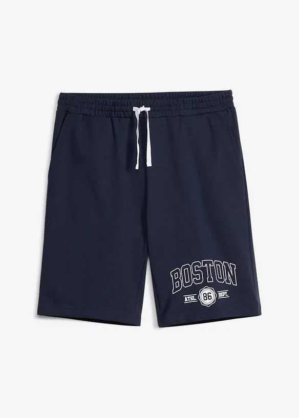 Sweat-Bermuda in Regular Fit in blau von vorne - bonprix