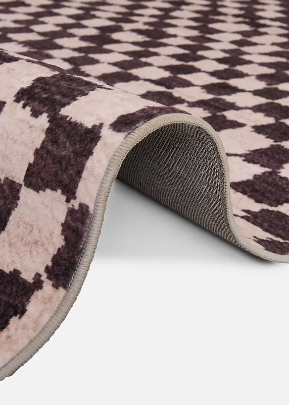 Teppich mit karierter Musterung in braun (Detailaufnahme) - bonprix