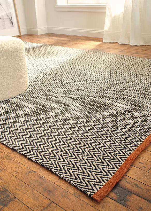 Baumwoll Teppich mit moderner Musterung in grau (Ambiente) - bonprix