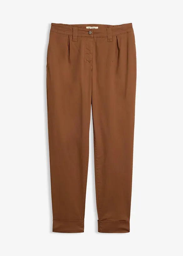 Knöchellange Chinohose aus elastischem Baumwoll-Mix in braun von vorne - bonprix Knöchellange Chinohose aus elastischem Baumwoll-Mix in braun von vorne - bonprix