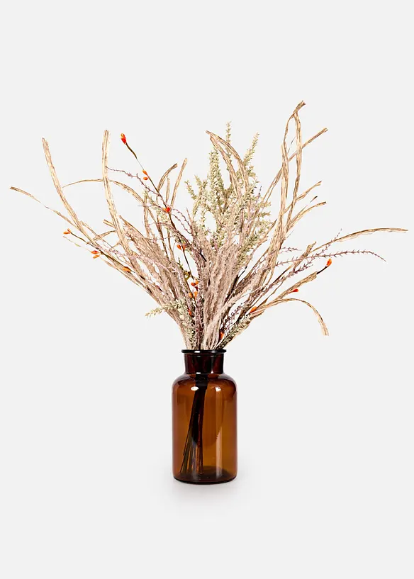 Vase mit Trockenstrauß in braun von vorne - bonprix