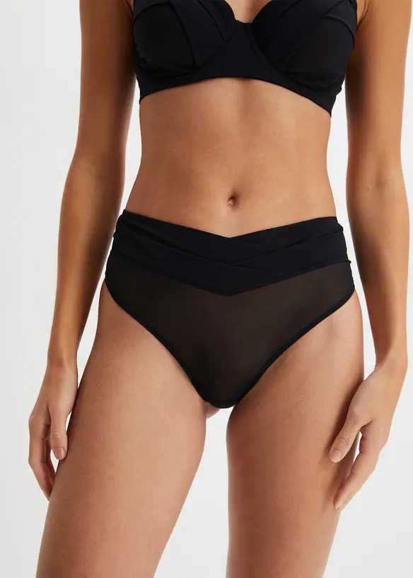 High Waist String in schwarz von vorne - bonprix