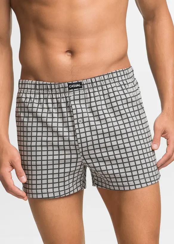 Lockere Jersey Boxershorts aus Baumwolle (3er Pack) in grau von vorne - bonprix