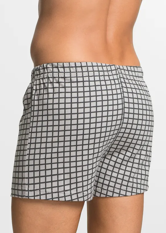 Lockere Jersey Boxershorts aus Baumwolle (3er Pack) in grau von hinten - bonprix