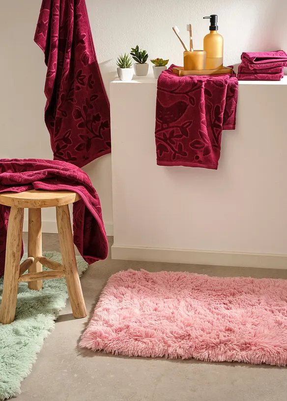 Memory Schaum Badematte mit Synthetik Fell in grün (Ambiente) - bonprix