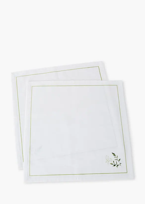 Stoffservietten aus Bio-Baumwolle (2er Pack) in grün von vorne - bonprix