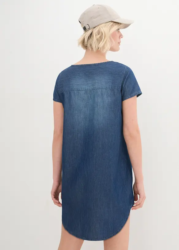 Tunika-Jeanskleid in blau von hinten (Totalaufnahme) - bonprix