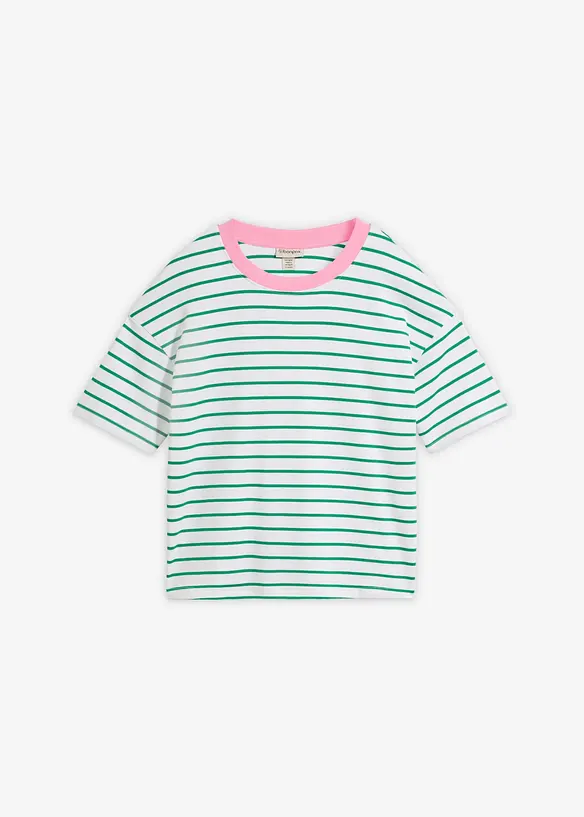 Oversize-T-Shirt aus schwerer Bio-Baumwolle in weiß von vorne - bonprix