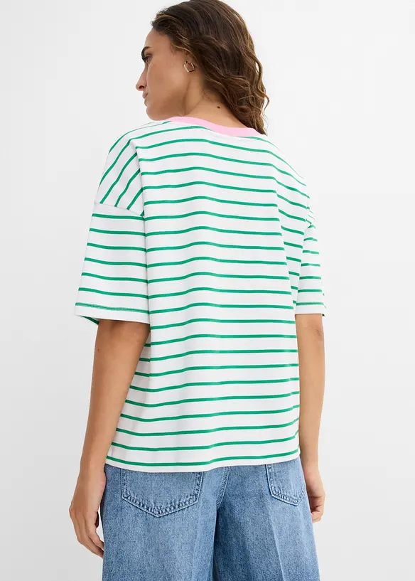 Oversize-T-Shirt aus schwerer Bio-Baumwolle in weiß von hinten (im Anschnitt) - bonprix