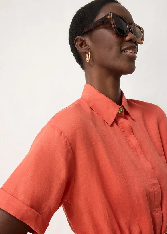 Longbluse aus reinem Leinen in rot von vorne (im Anschnitt) - bonprix