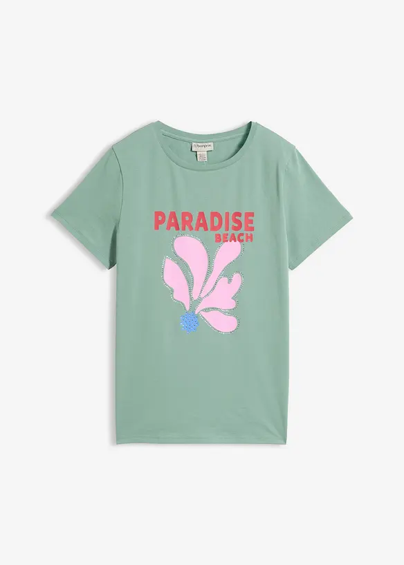 T-Shirt aus Baumwoll-Mix in grün von vorne - bonprix