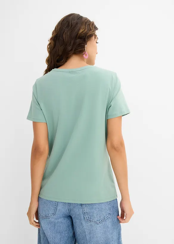 T-Shirt aus Baumwoll-Mix in grün von hinten (im Anschnitt) - bonprix