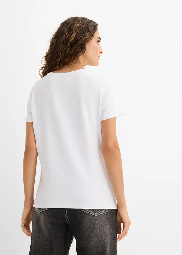 T-Shirt aus Baumwoll-Mix in weiß von hinten (im Anschnitt) - bonprix