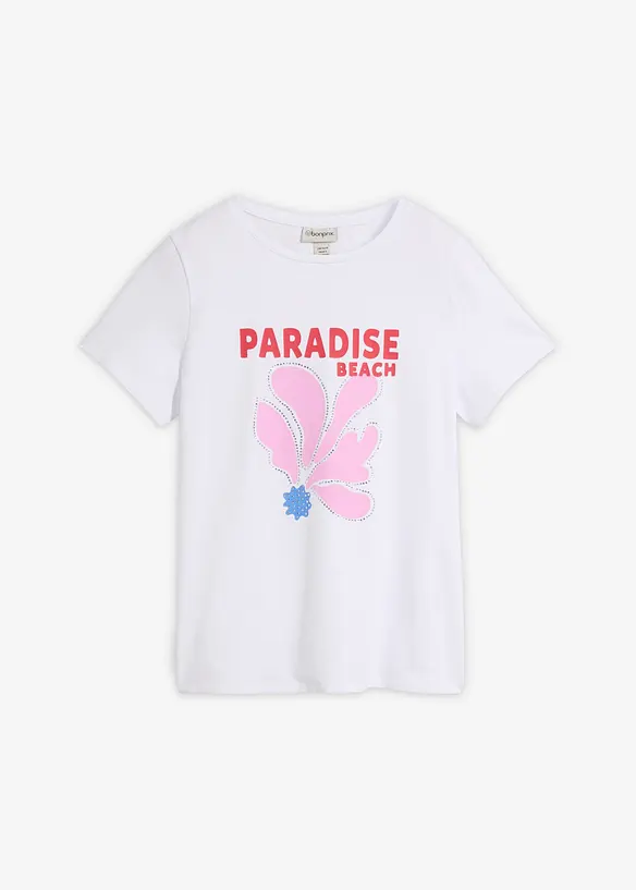 T-Shirt aus Baumwoll-Mix in weiß von vorne - bonprix